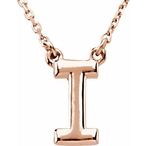 14K Rose Gold Block Initial I 16" Necklace
