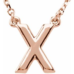 14K Rose Gold Block Initial X 16" Necklace