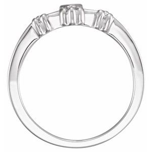 14K White Gold .005 CTW Natural Diamond Cross Ring