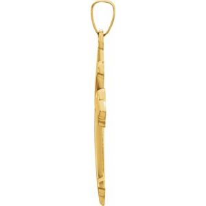 14K Yellow Gold 32.2x17.7 mm Hollow Cross Pendant