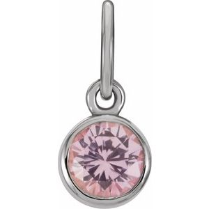 Sterling Silver Posh Mommy® Imitation Pink Tourmaline Charm/Pendant