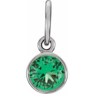 Sterling Silver Posh Mommy® Imitation Emerald Charm/Pendant