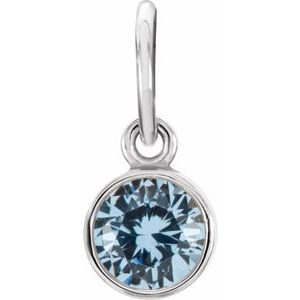 Sterling Silver Posh Mommy® Imitation Aquamarine Charm/Pendant