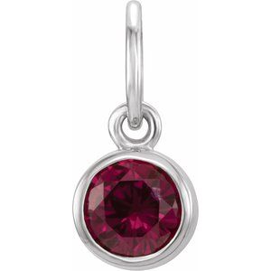 Sterling Silver Posh Mommy® Imitation Mozambique Garnet Charm/Pendant