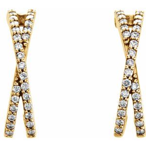 14K Yellow Gold 1/4 CTW Natural Diamond Criss-Cross J-Hoop Earrings