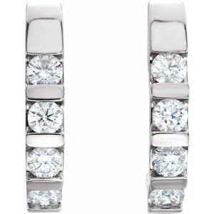 14K White Gold 1 CTW Natural Diamond J-Hoop Earrings