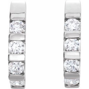 14K White Gold 1 1/5 CTW Natural Diamond J-Hoop Earrings