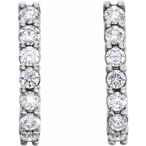 14K White Gold 1 1/4 CTW Lab-Grown Diamond J-Hoop Earrings