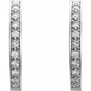 Platinum 3/4 CTW Natural Diamond Inside-Outside 18 mm Hoop Earrings