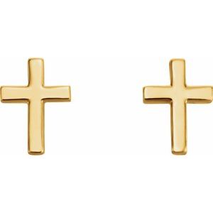 14K Yellow Gold 6 mm Cross Earrings