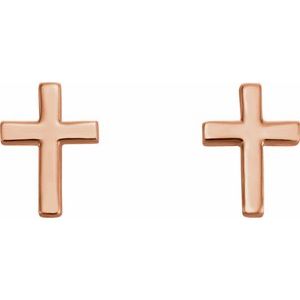 14K Rose Gold 7.5 mm Cross Earrings