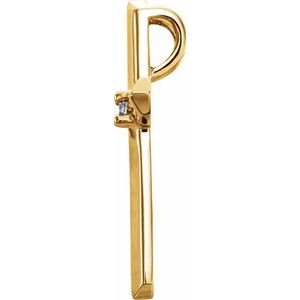 14K Yellow Gold .03 CT Natural Diamond Cross Pendant
