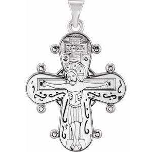 14K White Gold Dagmar Cross Medal Pendant