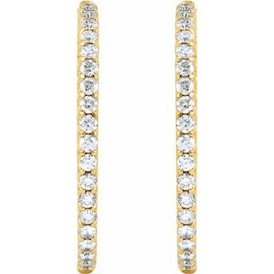 14K Yellow Gold 5 1/8 CTW Natural Diamond Inside-Outside Hinged 42.8 mm Hoop Earrings