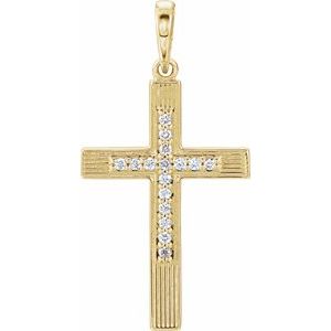 14K White Gold .07 CTW Natural Diamond Cross Pendant