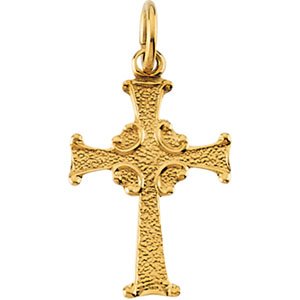 14K Yellow Gold 14x10 mm Child's Cross Pendant