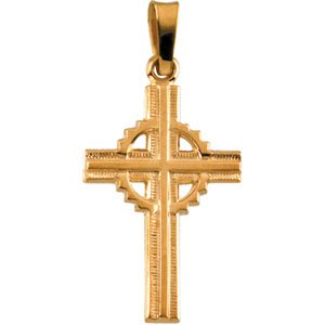 14K Yellow Gold Celtic-Inspired Cross Pendant