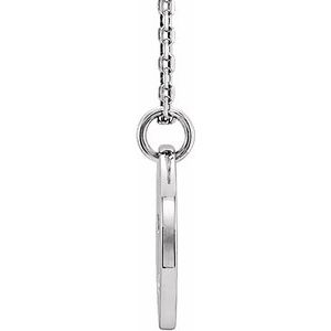 14K White Gold Natural Emerald Pierced Cross Disc 16-18" Necklace