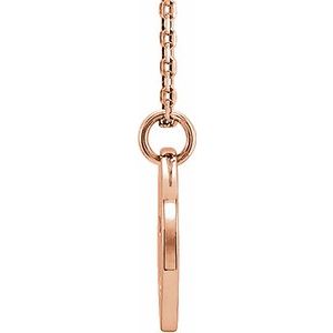 14K Rose Gold .03 CT Natural Diamond Pierced Cross Disc 16-18" Necklace