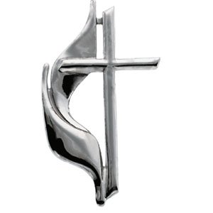 14K White Gold Methodist Cross Lapel Pin