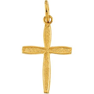 14K Yellow Gold 14x10 mm Youth Cross Pendant