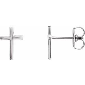14K White Gold 10 mm Cross Single Earring