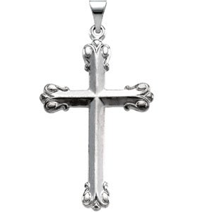 14K White Gold 34.5x23.5 mm Cross Pendant