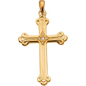 14K White Gold .03 CTW Natural Diamond Cross Pendant