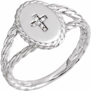 14K Rose Gold .02 CTW Natural Diamond Cross Ring