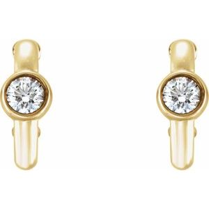 14K Yellow Gold 1/5 CTW Natural Diamond Huggie Hoop Earrings