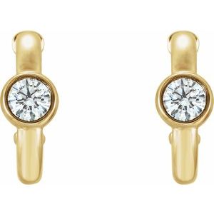 14K Yellow Gold 1/4 CTW Natural Diamond Huggie Hoop Earrings