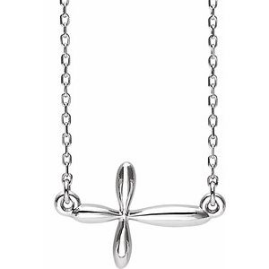 14K Rose Gold Sideways Cross 16-18" Necklace