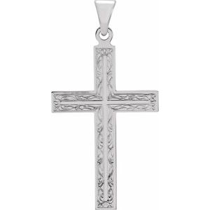 14K White Gold 36.8x18 mm Cross Pendant