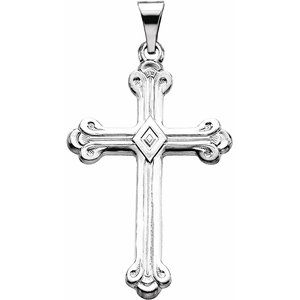 14K Yellow Gold 32x22 mm Cross Pendant