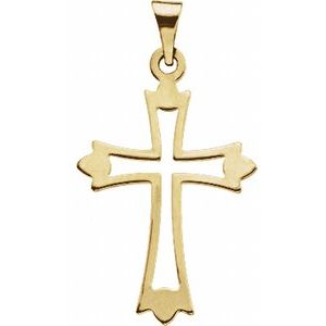 14K Yellow Gold 24x18 mm Cross Pendant
