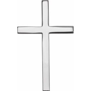 14K White Gold 29.5x18.2 mm Cross Pendant
