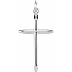 14K White Gold 25.7x14 mm Cross Pendant