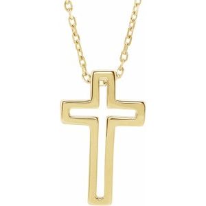 14K Rose Gold Open Cross Pendant