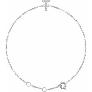 14K White .05 CTW Natural Diamond Initial T 6-7" Bracelet