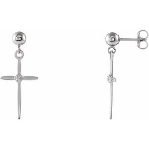 14K Yellow/White Gold .01 CTW Natural Diamond Cross Earrings