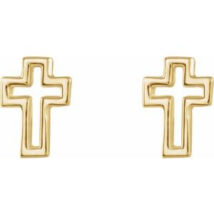 14K Yellow Gold Open Cross Earring
