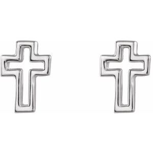 Platinum Open Cross Earring