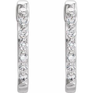 14K White Gold 1/5 CTW Natural Diamond Hinged 15.25 mm Hoop Earrings