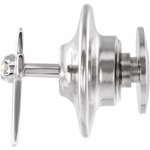 14K White Gold .01 CT Natural Diamond Cross Lapel Pin