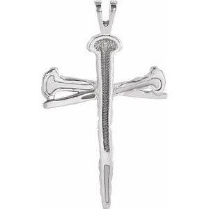Sterling Silver Nail Design Cross Pendant
