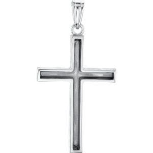 14K White Gold 30x20 mm Cross Pendant