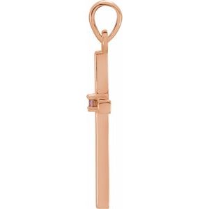 14K Rose Gold Natural Pink Tourmaline Cross Pendant