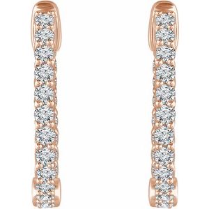 14K Rose Gold 1 CTW Natural Diamond Inside-Outside 20.1 mm Hoop Earrings