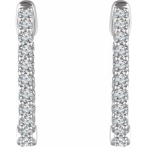 14K White Gold 1 CTW Natural Diamond Inside-Outside 20.1 mm Hoop Earrings
