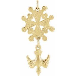 14K Rose Gold 24.5x12 mm Huguenot Cross Pendant